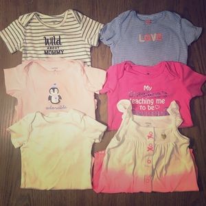 6 Pack T-shirt/tank top onesies. 18 months